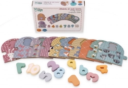 Puzzle educativ din lemn cu numere și animăluțe Montessori