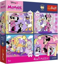 Puzzle Trefl Disney Minnie Mouse 4 în 1 (4×88 piese) Momente magice + poster de colecție