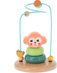 Labirint motric din lemn colorat cu maimuță