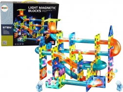 Pistă magnetică cu bile luminoase, 110 piese