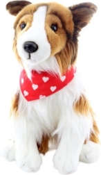 Jucărie de pluș Collie cu părul lung și eșarfă