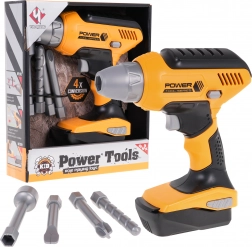 Bormașină interactivă pentru copii 3+ galbenă cu 4 biți interschimbabili și baterie detașabilă