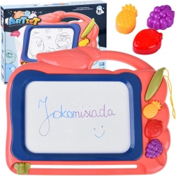 tablă de desen magnetică cu znikopis și ștampile cu fructe