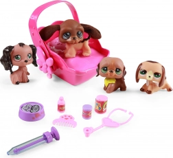 Set de jucării câini cu geantă cu lumină și sunet