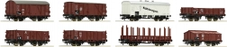 Set Roco de opt vagoane de marfă DRG H0