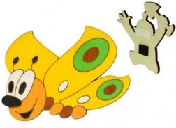 Magnet din lemn fluture galben Dodo