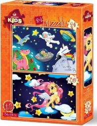Puzzle Astronaut și mânzul de pegas 24 + 35 piese