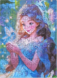 Puzzle Zâna albastră cu sclipici, 100 de piese