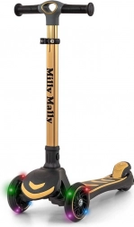 Trotinetă triplă pentru copii MILLY MALLY Boogie Golden cu roți LED