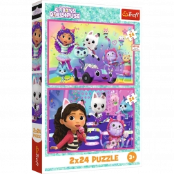 Puzzle 2x24 Distracții cu Gabby - Căsuța lui Gabby Tref 34433