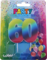 Lumânare aniversară numărul 60 curcubeu