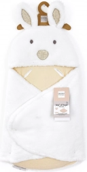 doudou pătură plușată albă cu glugă Happy Wild 70 cm