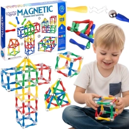 Set de construcție magnetic Woopie 3D XXL, 128 de piese