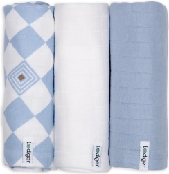 Swaddler Lodger din bumbac organic Blue fogg, 70 × 70 cm (3 buc)