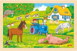 Puzzle din lemn fermă 24 piese Goki