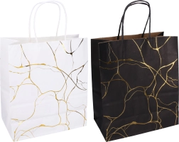 Pungă cadou kraft cu imprimeu M 15 × 21 × 8 cm