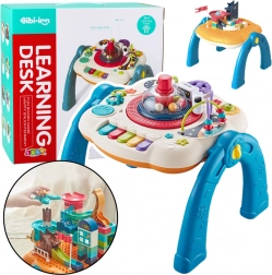 Masă educațională interactivă 2în1 cu placă pentru cuburi Albastră