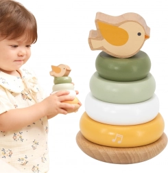 piramidă educațională din lemn cu păsăreluță VIGA PolarB