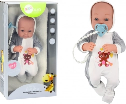 Păpușă din material textil cu suzetă și accesorii 35 cm