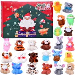 Calendar advent de Crăciun cu animăluțe de pluș – mini ornamente suspendabile