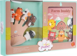 Set de 5 marionete pentru degete din cauciuc cu cărticică – fermă, rezistente la apă, 3+