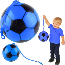 Minge de cauciuc cu model de fotbal și mâner elastic, albastră 22 cm