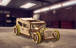 puzzle 3D din lemn WOODEN CITY hot rod – model mecanic 141 piese