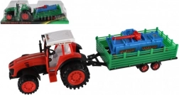 Tractor cu remorcă și freză din plastic, 52 cm, cu roțile libere