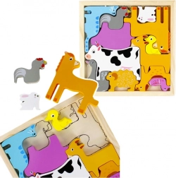 Puzzle din lemn cu animăluțe