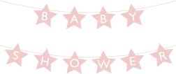 Banner pentru baby shower cu steluțe – Roz deschis