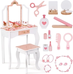 Măsuță de toaletă din lemn cu oglindă triplă și accesorii WOOPIE GREEN