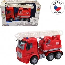 Mașină de pompieri cu platformă, cu mecanism cu inerție, 16 cm