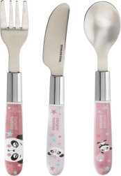 Set tacâmuri metalice pentru copii EXOTIC ANIMALS, 3 buc, roz