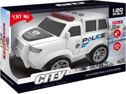 mașină de poliție cu mecanism cu fricțiune, cu efecte luminoase și sonore, albă 22,5 cm