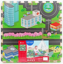 Puzzle din spumă moale oraș pentru podea 118 × 118 cm