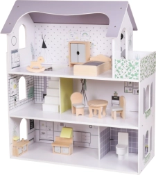 Căsuță din lemn pentru păpuși rose montessori baby mix