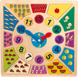 Puzzle din lemn cu piese de inserat – învață ceasul small foot