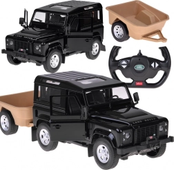 Land Rover Defender Rastar controlat de la distanță 1:14 cu remorcă – negru