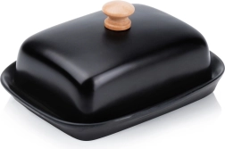 Untieră ceramică neagră cu buton din lemn Vilde