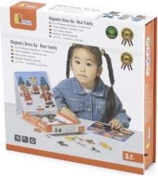 Set magnetic din lemn pentru îmbrăcat Viga – familia de ursuleți