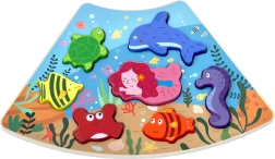 Puzzle din lemn cu piese de inserat Lumea subacvatică – interconectabile