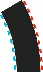 Viraje de 60° (3× stânga, 3× dreapta) pentru piste Carrera Hybrid