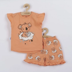 Pijamă de vară pentru copii New Baby Dream cu ursuleț, somon