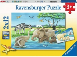 Puzzle Ravensburger Pui de animale 2×12 piese