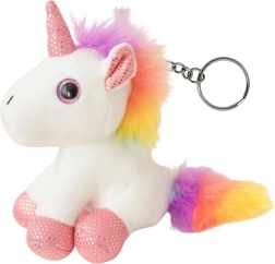 Pandantiv unicorn de pluș cu inel metalic alb 12cm