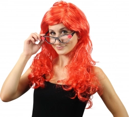 Perucă lungă roșie de carnaval cu breton pentru adulți