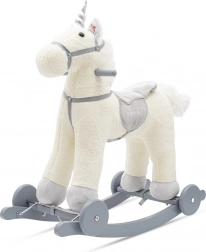 Unicorn balansoar cu melodie și roți BABY MIX, alb