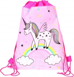 Rucsac școlar Unicorn pe curcubeu roz 35x27 cm