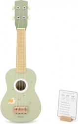 ukulele din lemn pentru copii cu stativ și note happy birthday – verde