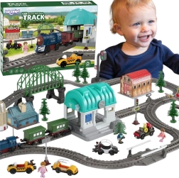 WOOPIE cale ferată electrică XXL cu gară și orășel, 108 piese